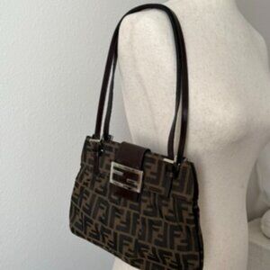 Authentic Fendi Classic Zucca Shoulder Bag
